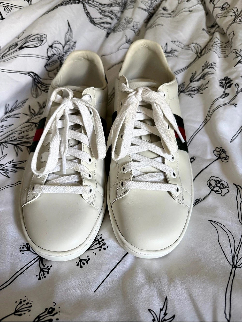 Gucci Ace Sneaker with Green Crocodile Heel White & Green EU 38+